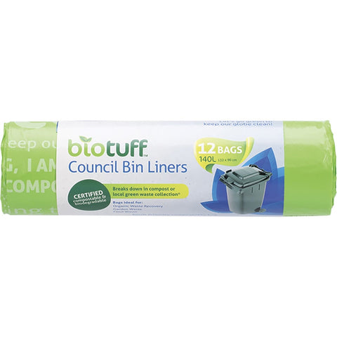 BIOTUFF Council Bin Liners Large Bags - 140L 12