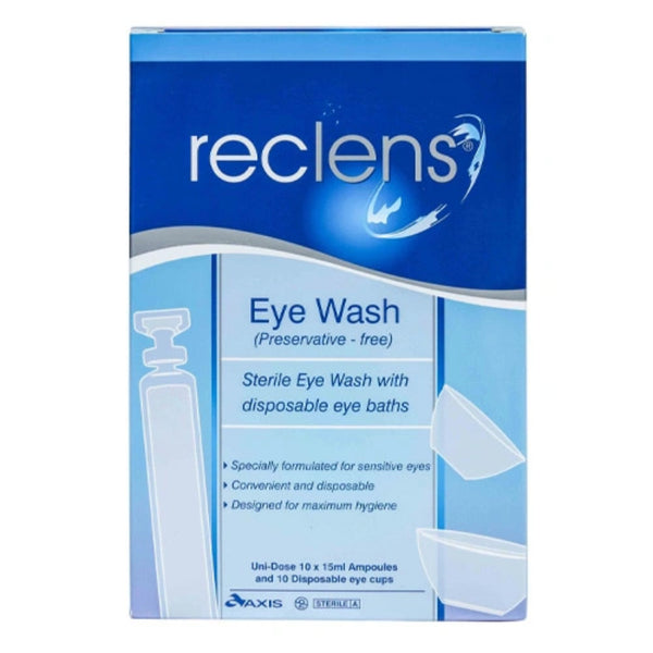Buy Reclens Saline Eye Wash Preservative Free Ampoule 10 X 15ml + 10