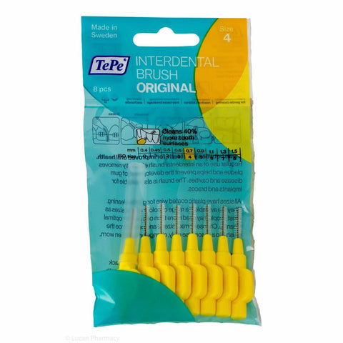 TePe Interdental Brush Size 4 Yellow (0.7mm) 8 Pack