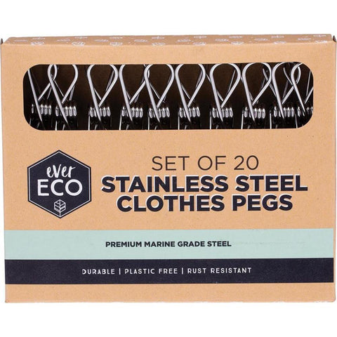EVER ECO Stainless Steel Clothes Pegs Premium Marine Grade 20