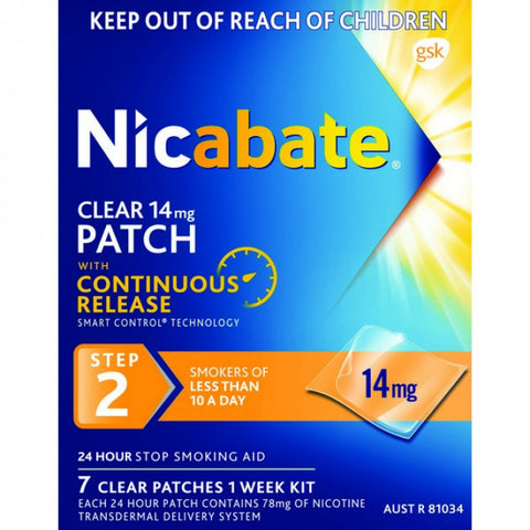 NICABATE CLEAR PATCH 14MG STEP 2 7PK