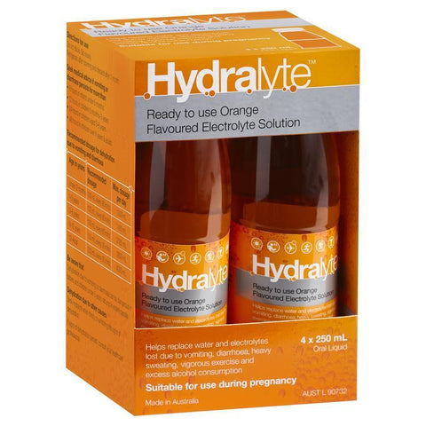 Hydralyte Electrolyte Orange 4 Pack (4x250ml) Solution