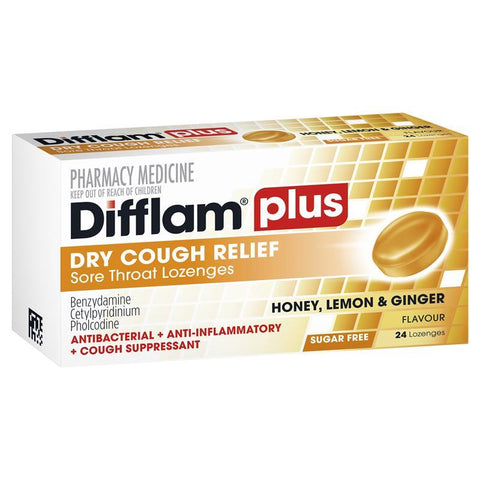 Difflam PLUS Lemon and Ginger 24 Lozenges