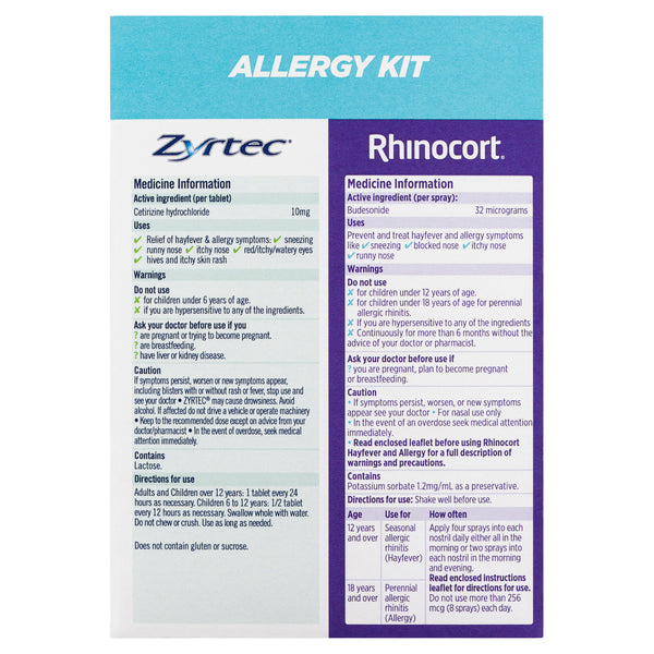 Buy Rhinocort Nasal Spray + Zyrtec Rapid Relief Mini Tablets Allergy