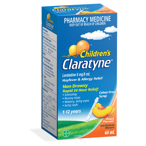Claratyne Children's Hayfever & Allergy Relief Antihistamine Peach Flavoured Syrup 60ml