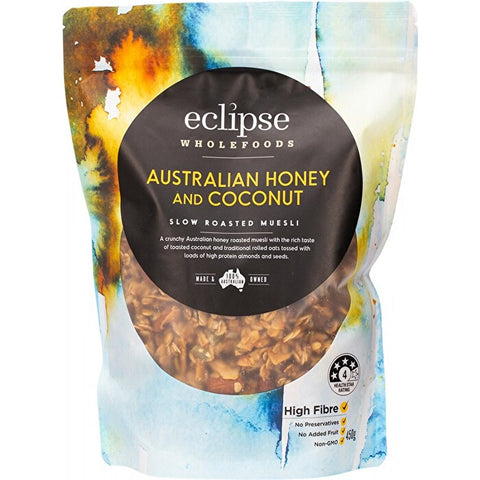 ECLIPSE ORGANICS Slow Roasted Muesli Australian Honey & Coconut 450g