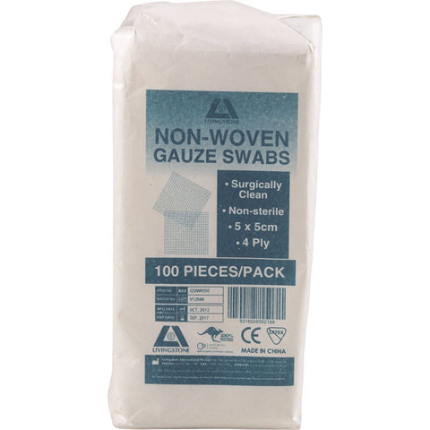 Gauze Swabs Non-Woven Non Sterile (5 x 5cm) 4ply x 100 Pack