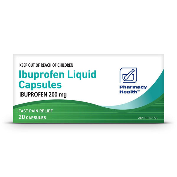 Buy Pharmacy Health IBUPROFEN 200MG LIQUID 20 CAPSULES Online at