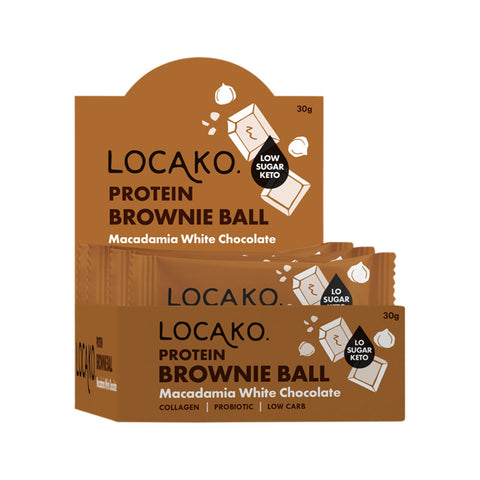 Locako Protein Brownie Ball Macadamia White Chocolate 30g(Pack of 10)