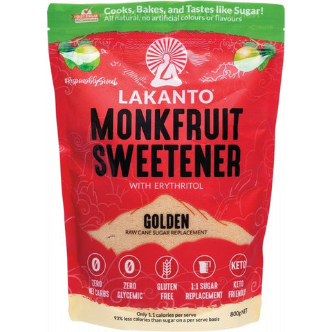 LAKANTO Golden - Monkfruit Sweetener Raw Cane Sugar Replacement 800g
