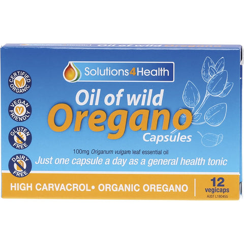 SOLUTIONS 4 HEALTH Oil Of Wild Oregano VegeCaps 12