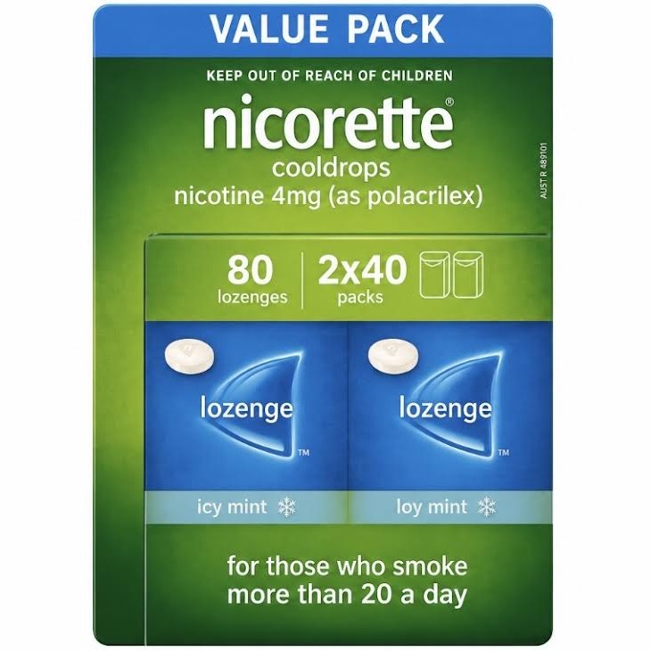 NICORETTE® Cooldrops Nicotine 4mg Extra Strength Icy Mint 4 x 20 Lozenges