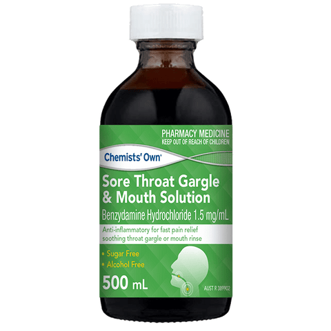 Chemists’ Own Sore Throat Gargle & Mouth Solution 500ml