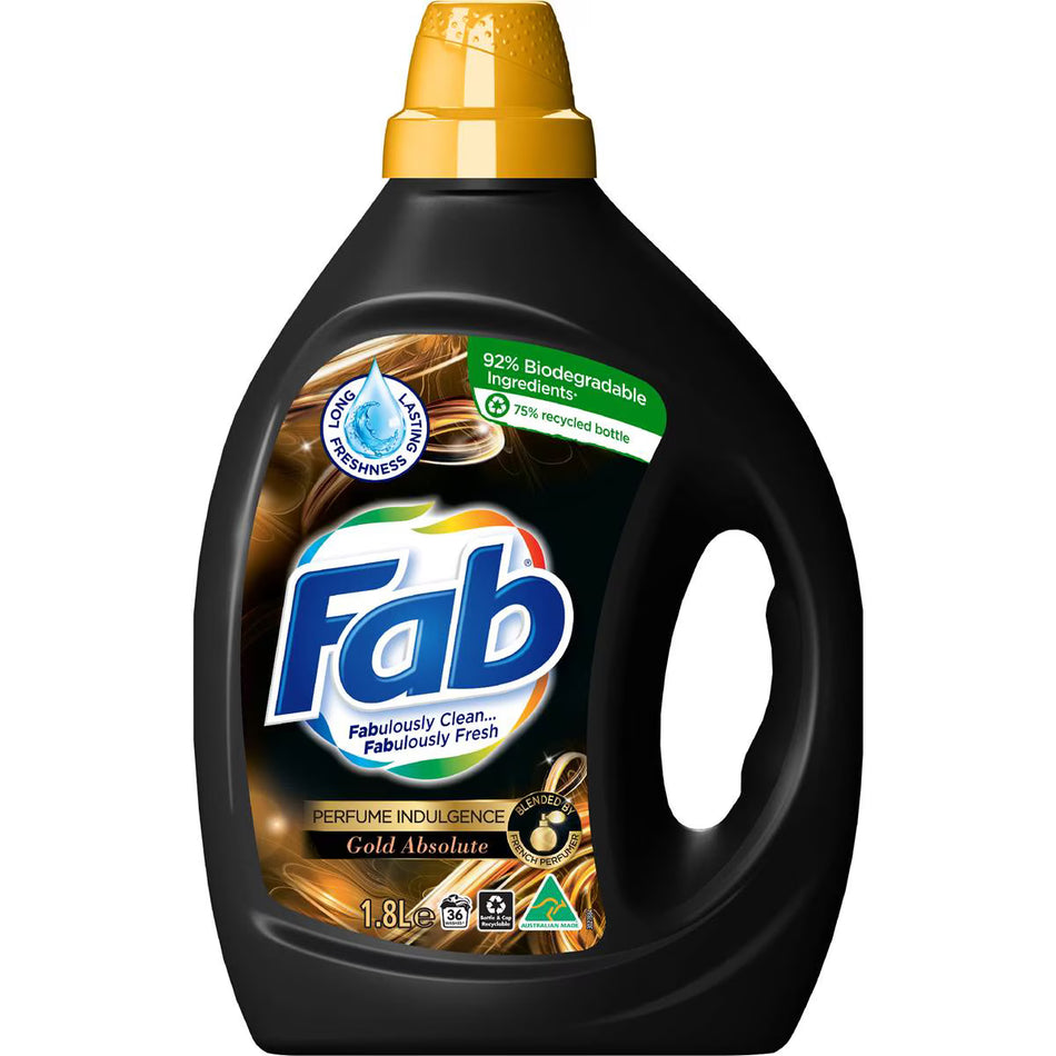 FAB LAUNDRY LIQUID GOLD ABSOLUTE PERFUME INDULGENCE 1.8L