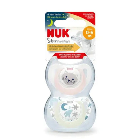 NUK Silicone Genious Color Orthodontic Soother 0-6m 2 Pack Assorted Designs