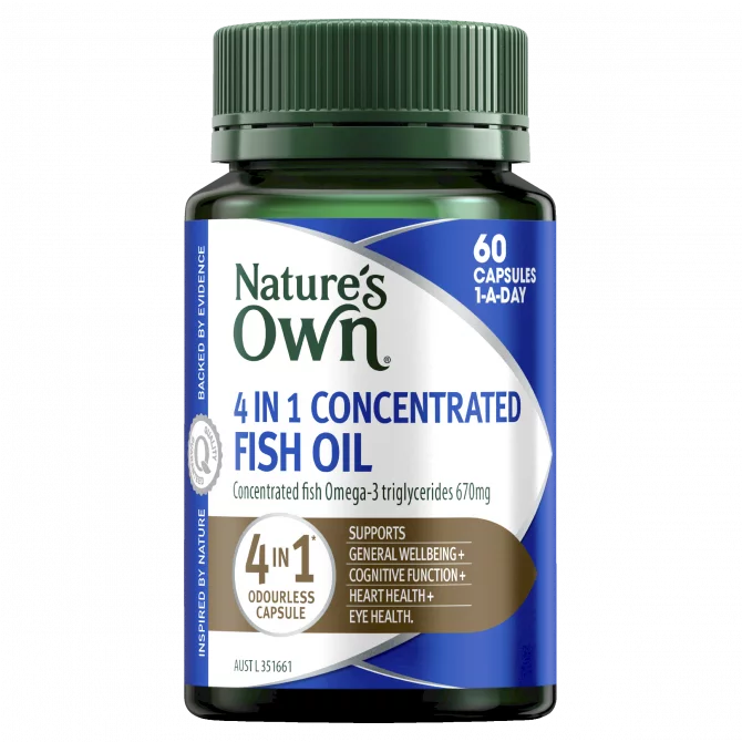 Nature's Own 4 In 1 Concentrated Fish Oil Odourless 60 Capsules