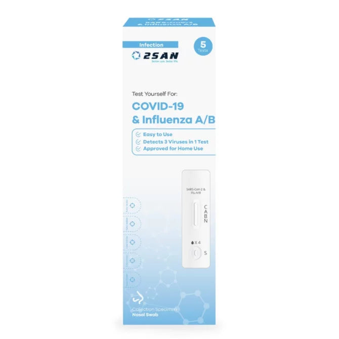 2San Dual Covid 19 And Influenza A/B Rapid Antigen Test 5 Pack