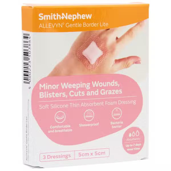 Allevyn Gentle Border Lite 5cm X 5cm 3 Pack