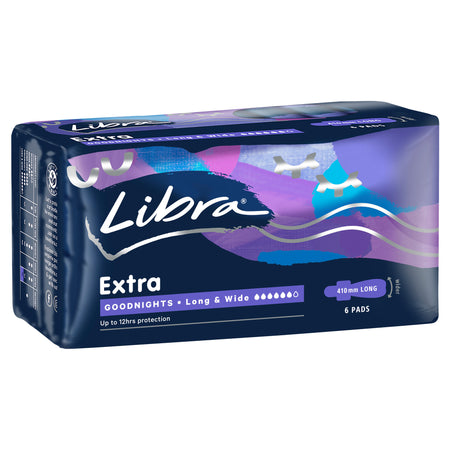 Libra Extra Goodnights Pads Long And Wide With Wings 6 Pack