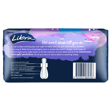 Libra Extra Goodnights Pads Long And Wide With Wings 6 Pack