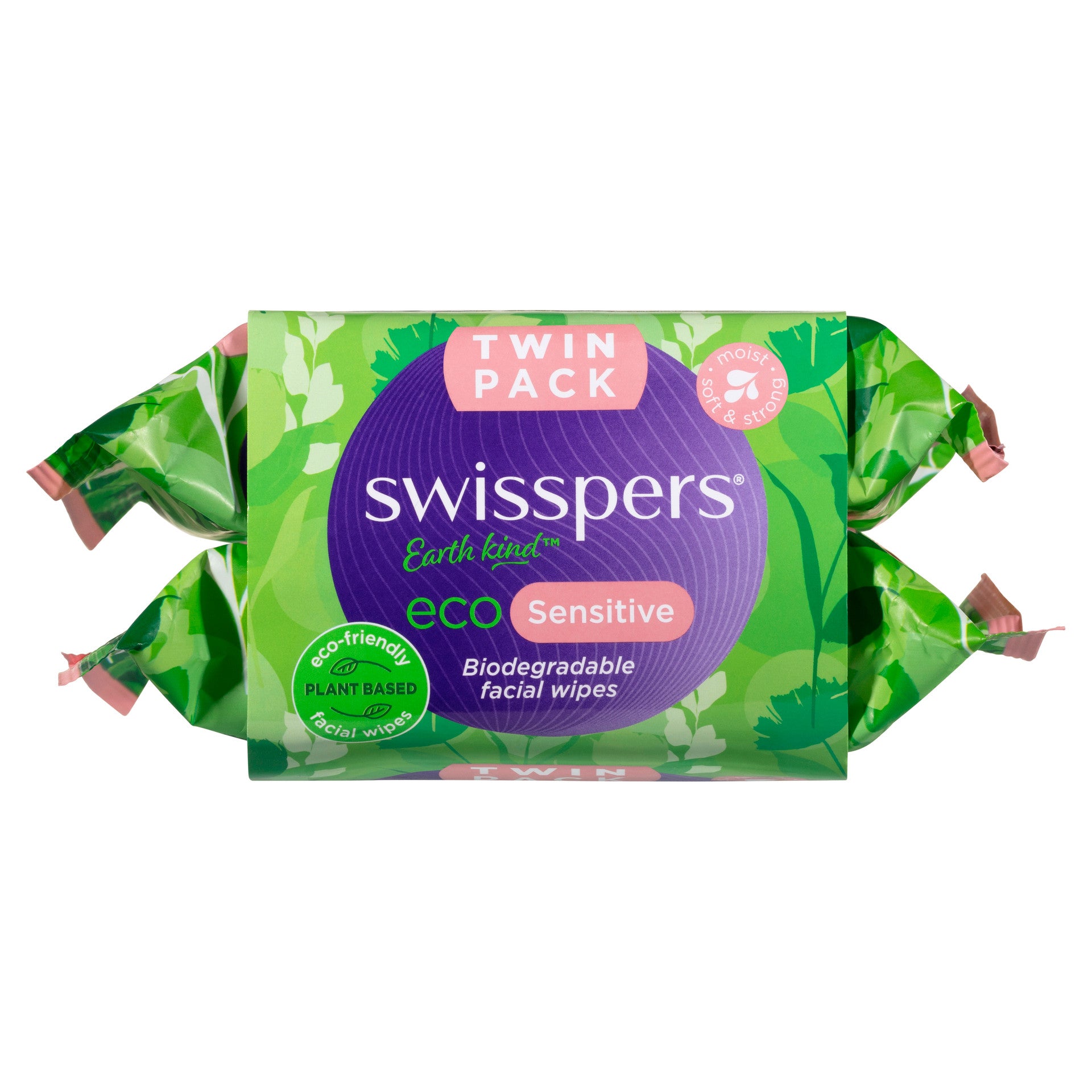 Swisspers Eco Sensitive Biodegradable Facial Wipes Twin 2x25 pack