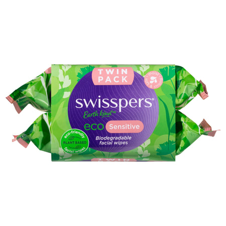 Swisspers Eco Sensitive Biodegradable Facial Wipes Twin 2x25 pack