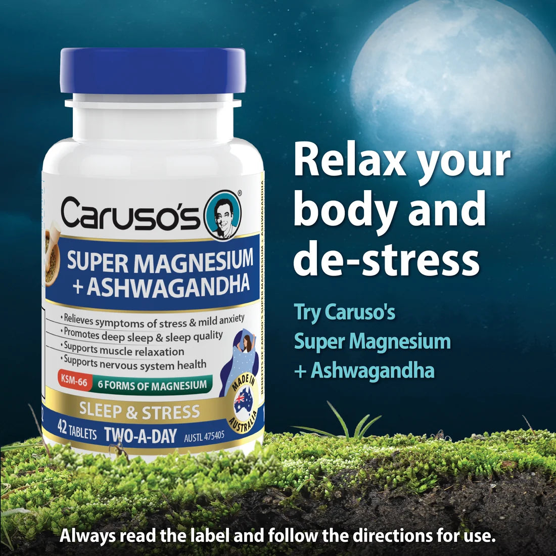 Caruso's Super Magnesium + Ashwagandha 42 Tablets