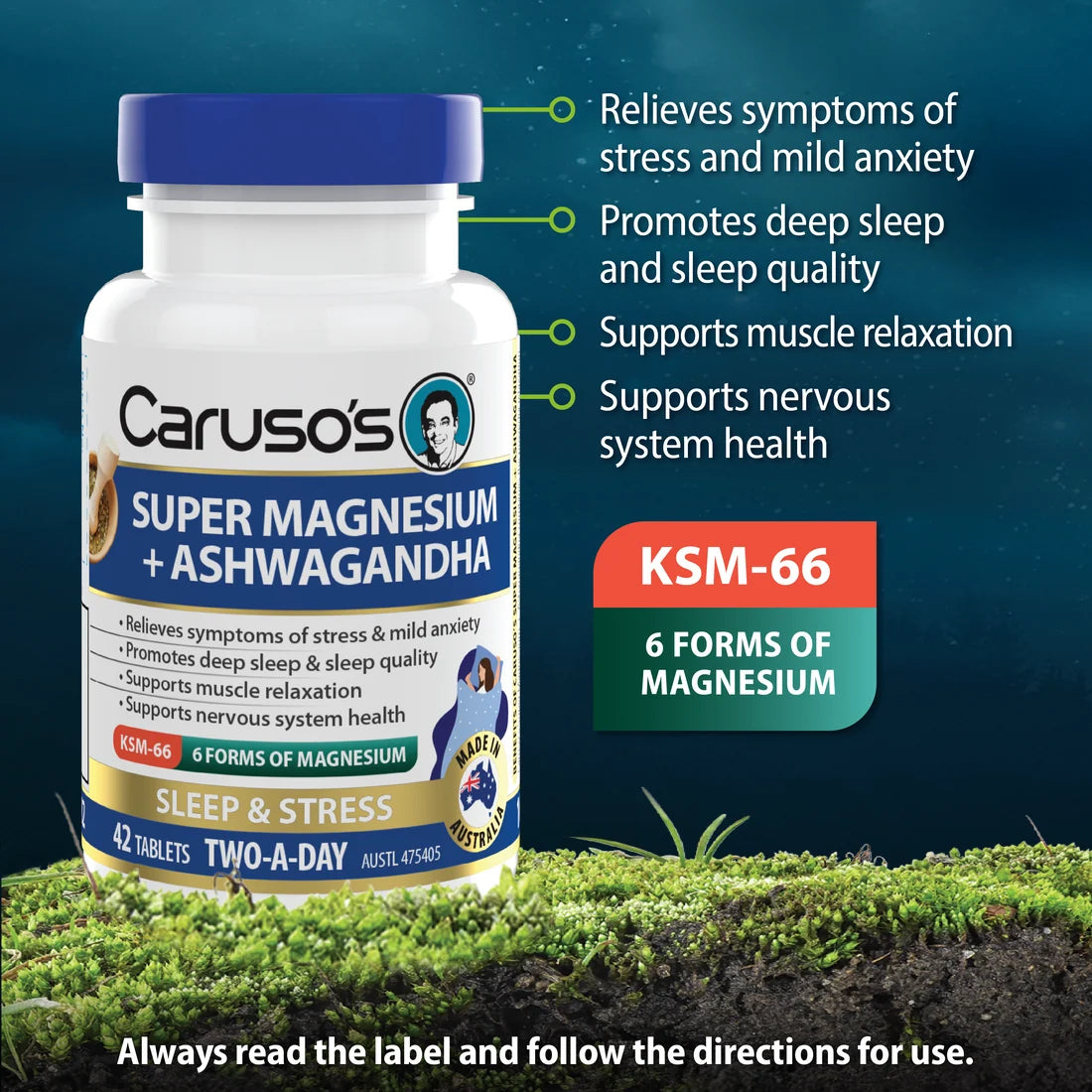 Caruso's Super Magnesium + Ashwagandha 42 Tablets