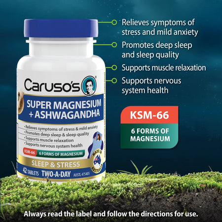 Caruso's Super Magnesium + Ashwagandha 42 Tablets