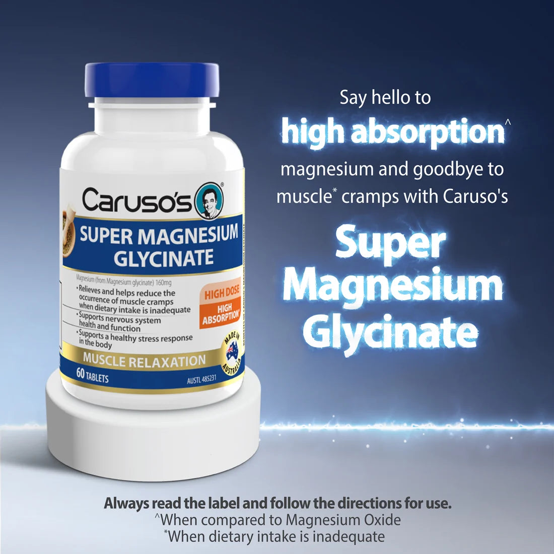 Caruso's Super Magnesium Glycinate 60 Tablets