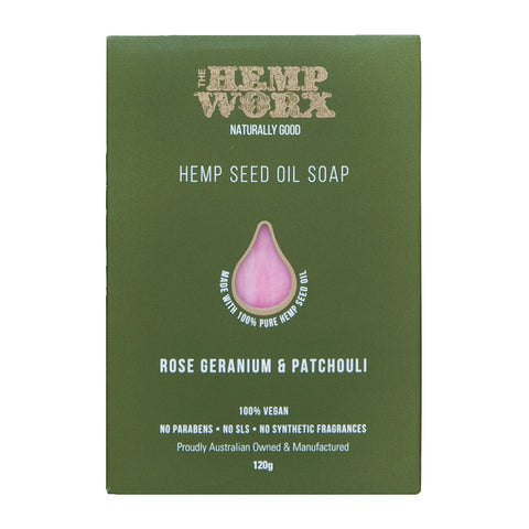 The Hemp Worx Rose, Geranium & Patchouli Soap 120g