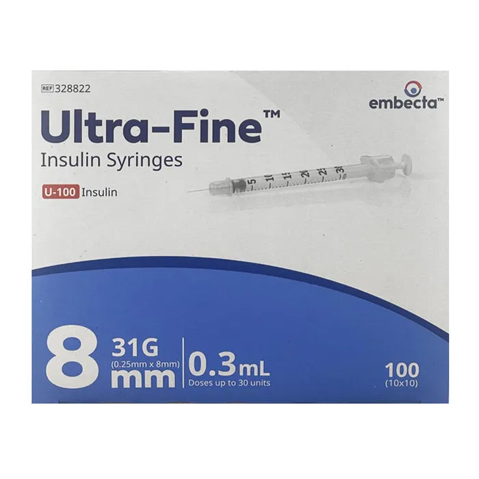 BD Ultra-Fine II Insulin 0.3mL31g 8mm 100 Pack Embecta