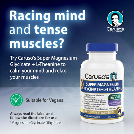 Caruso's Super Magnesium Glycinate + L-Theanine 60 Tablets