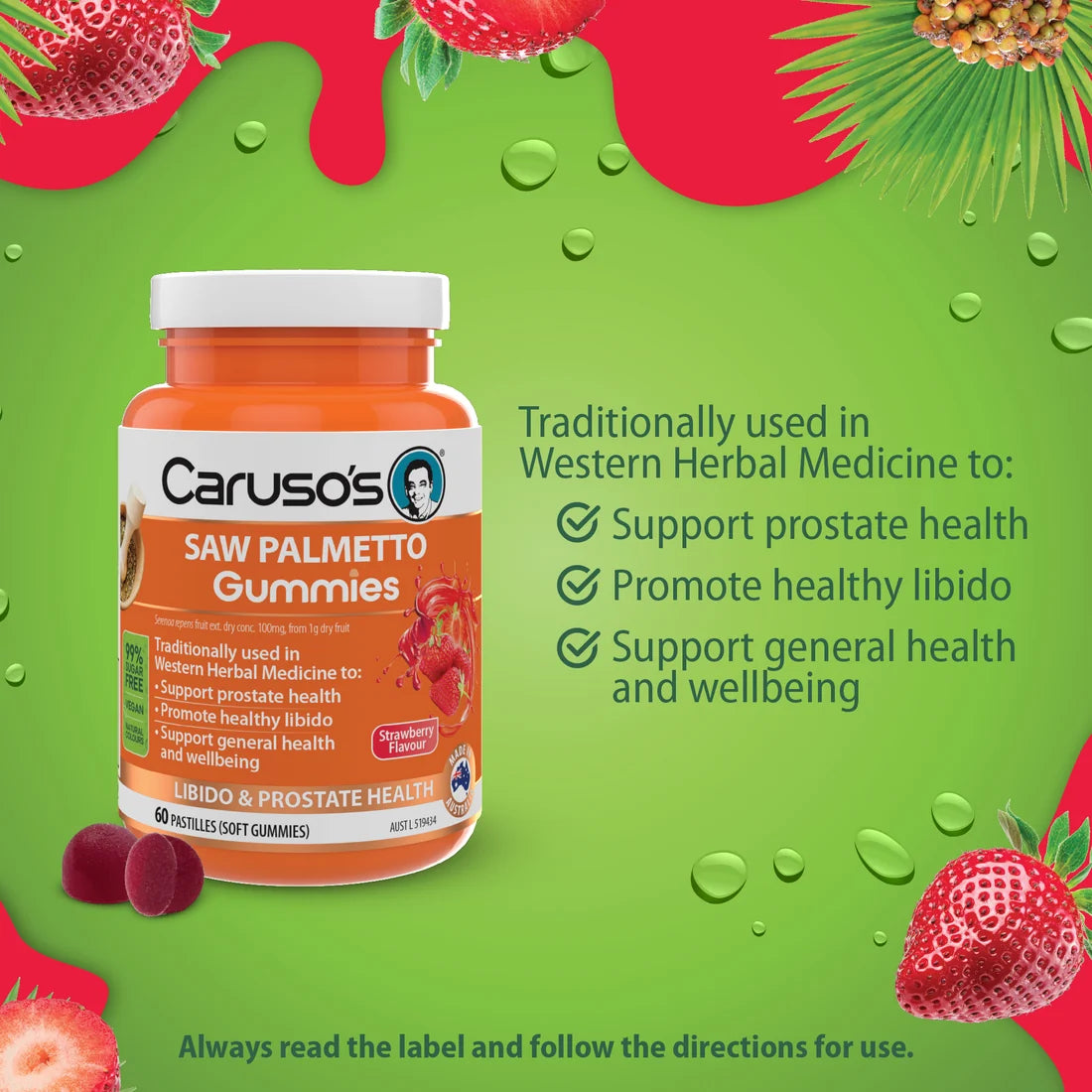 Caruso's SAW PALMETTO Gummies 60 Pastilles
