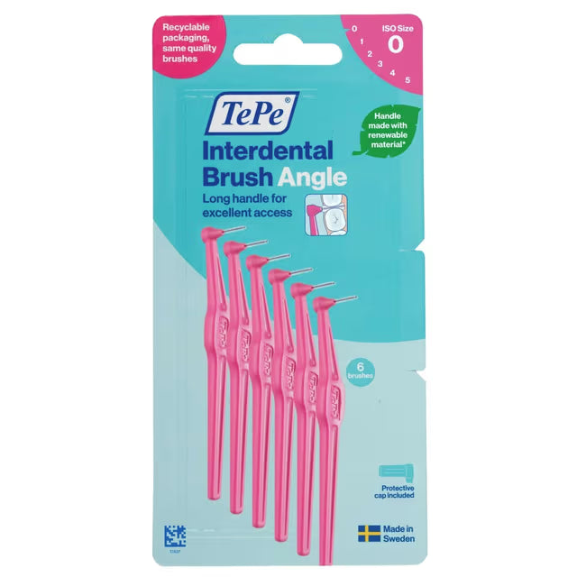 TePe Interdental Brush Angle Pink (Size 0) 0.4mm 6 Pack