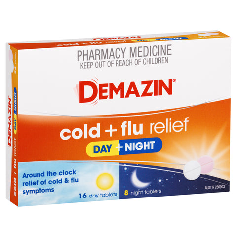 Demazin Cold & Flu Relief Day + Night 24 Tablets