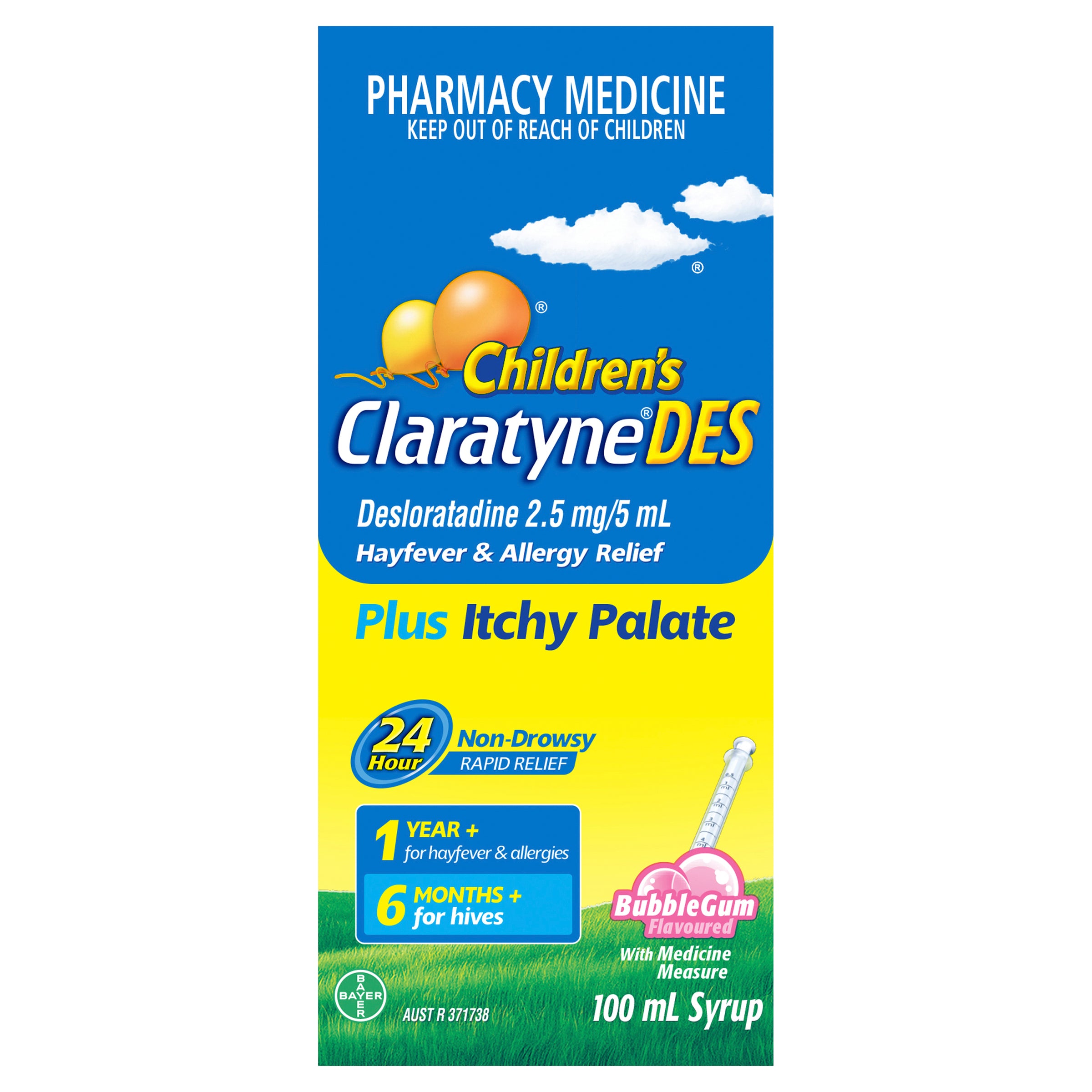 Claratyne Children's Desloratadine Syrup Bubblegum Flavoured 100ml Replacement for Aerius