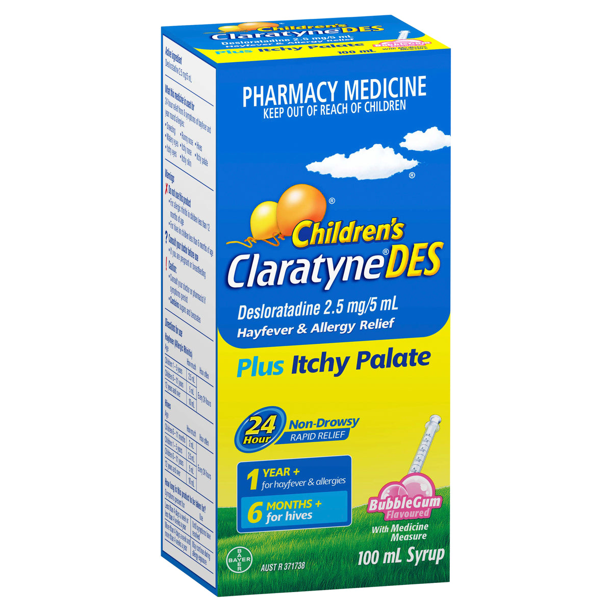 Claratyne Children's Desloratadine Syrup Bubblegum Flavoured 100ml Replacement for Aerius