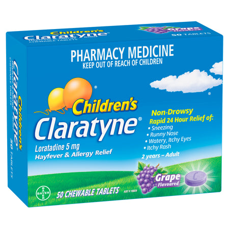 Claratyne Childrens Grape 50 Chewable Tablets