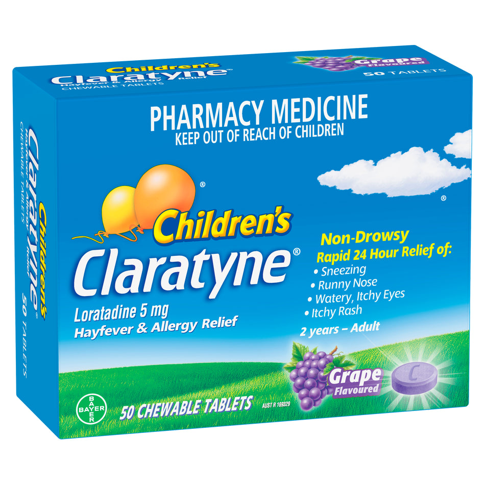 Claratyne Childrens Grape 50 Chewable Tablets