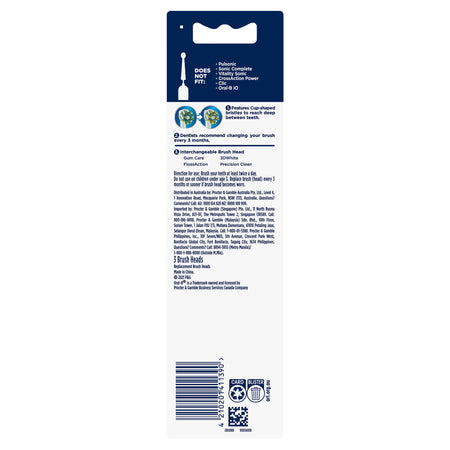 Oral B Power Toothbrush Cross Action Refills 3 Pack