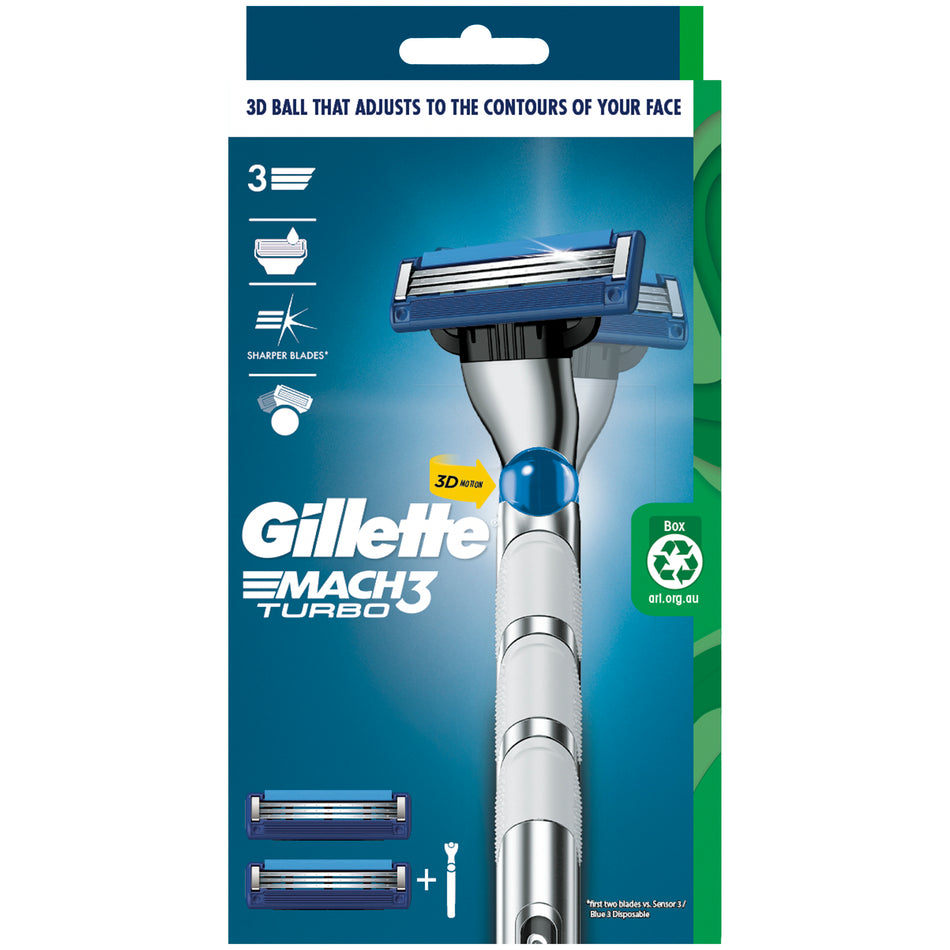 Gillette Mach 3 Turbo 3D Razor 2 Up
