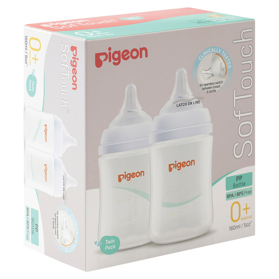 Pigeon Softouch PP Bottle 0M+ 160ml Twin Pk