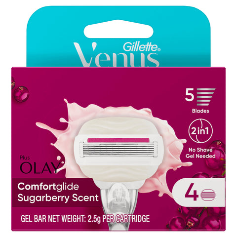 Gillette Venus Comfort Glide Sugarberry Blade Refills 4PK