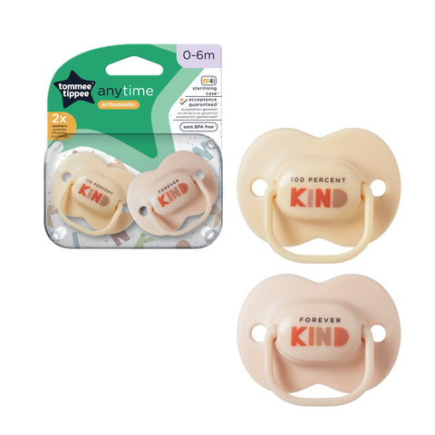Tommee Tippee Closer To Nature Any Time Soothers 0-6 Months 2 Pack (Colours May Vary)