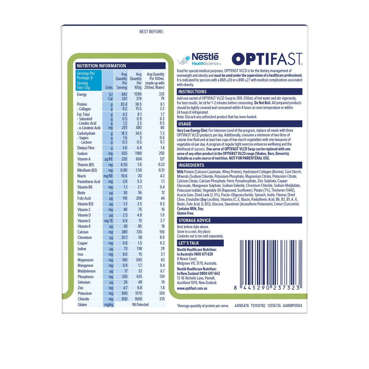 Optifast VLCD Soup Potato & Leek 8x53g