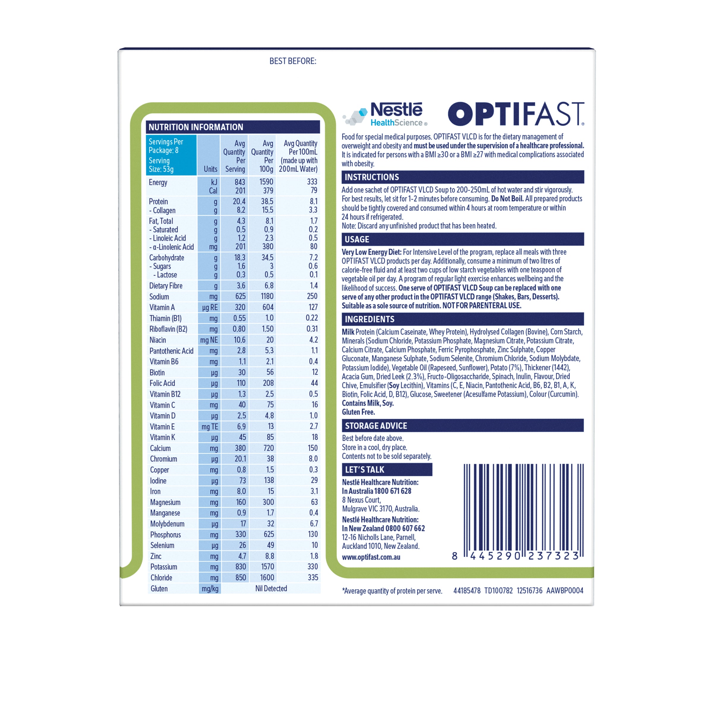 Optifast VLCD Soup Potato & Leek 8x53g