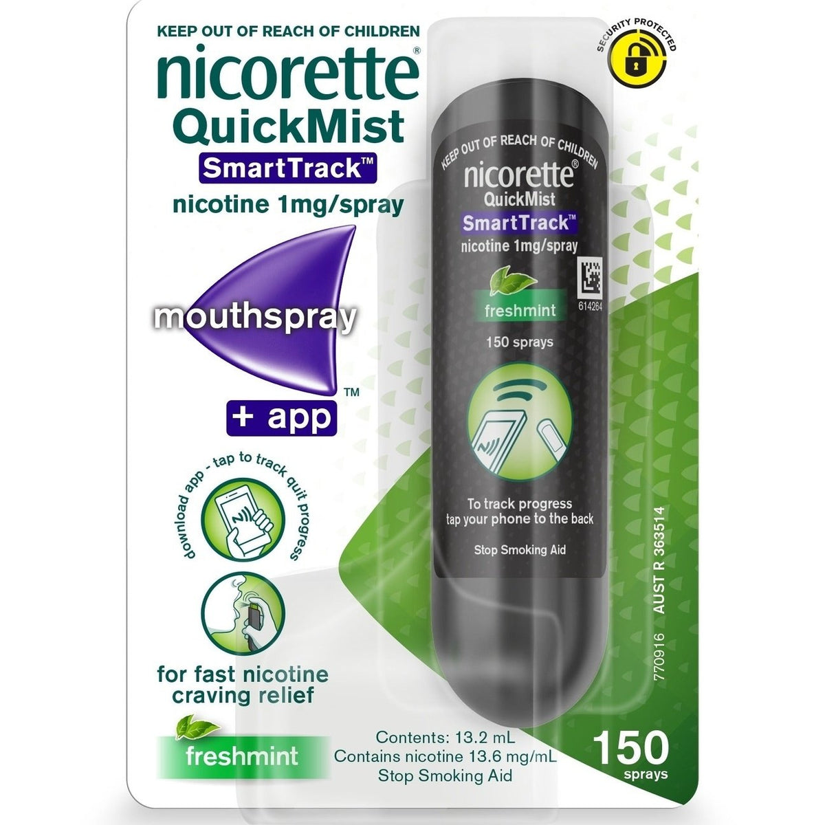 Nicorette QuickMist SmartTrack Nicotine Mouth Spray Freshmint 150 Sprays