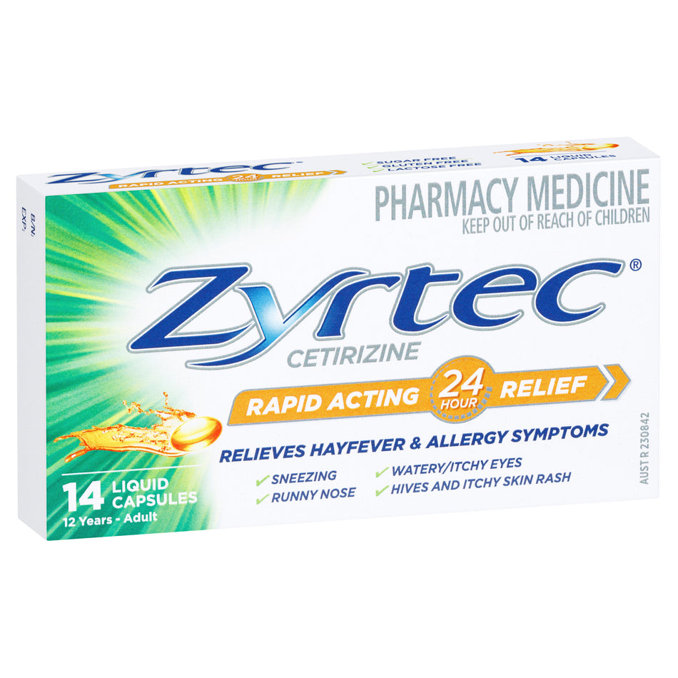Zyrtec Hayfever Rapid Acting 14 Liquid Capsules