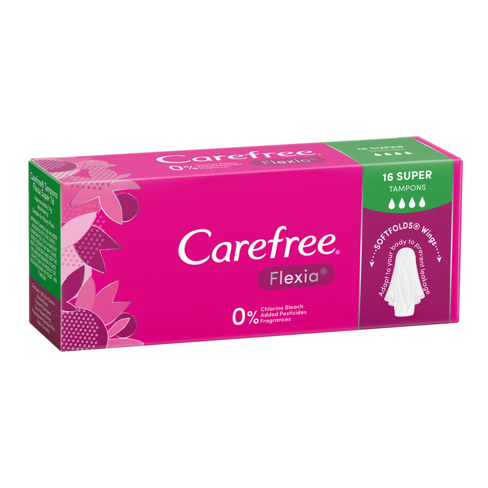 Carefree Tampons Flexia Super With Wings 16 Pack